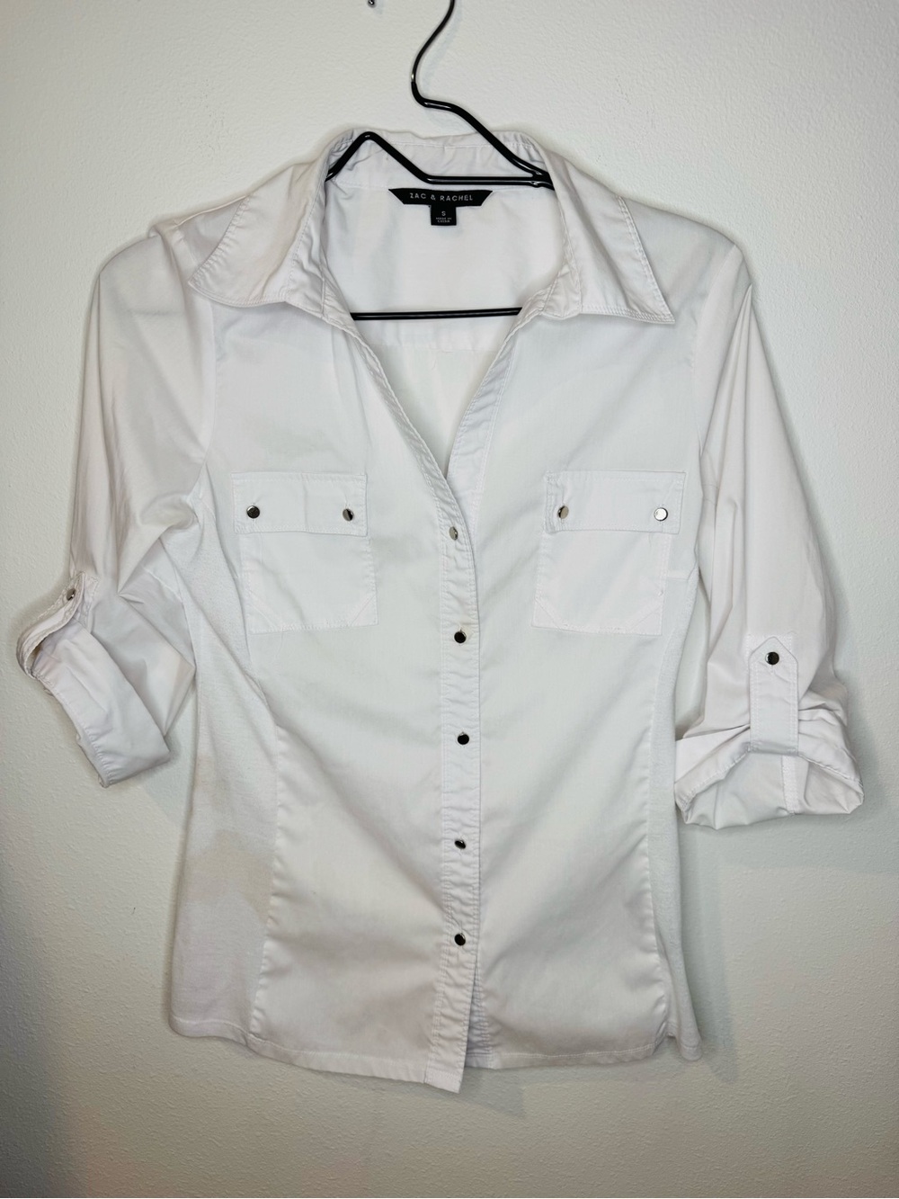 Zac & Rachel White Blouse with Black Label Size S